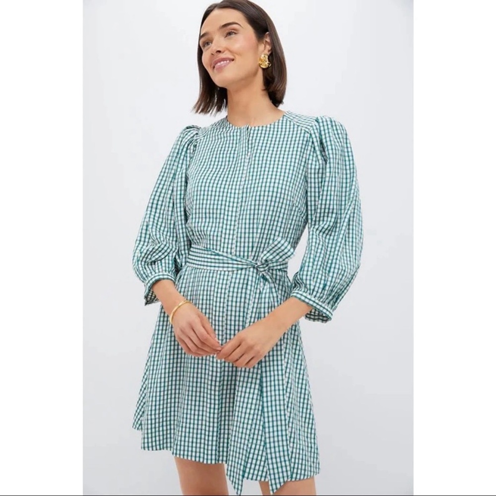 Tuckernuck Pomander Place Green Gingham Seersucker Cordelia Dress Women’s Small